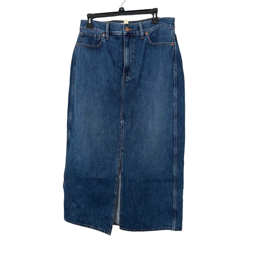 Madewell Denim Maxi Skirt Frontβ Slit Medium Wash Blue Size 30 NM164